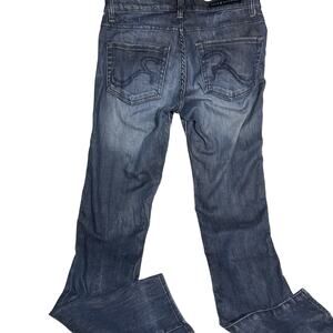 Rock And Republic Mid Rise Embroidered Logo Straight Leg Jeans 28